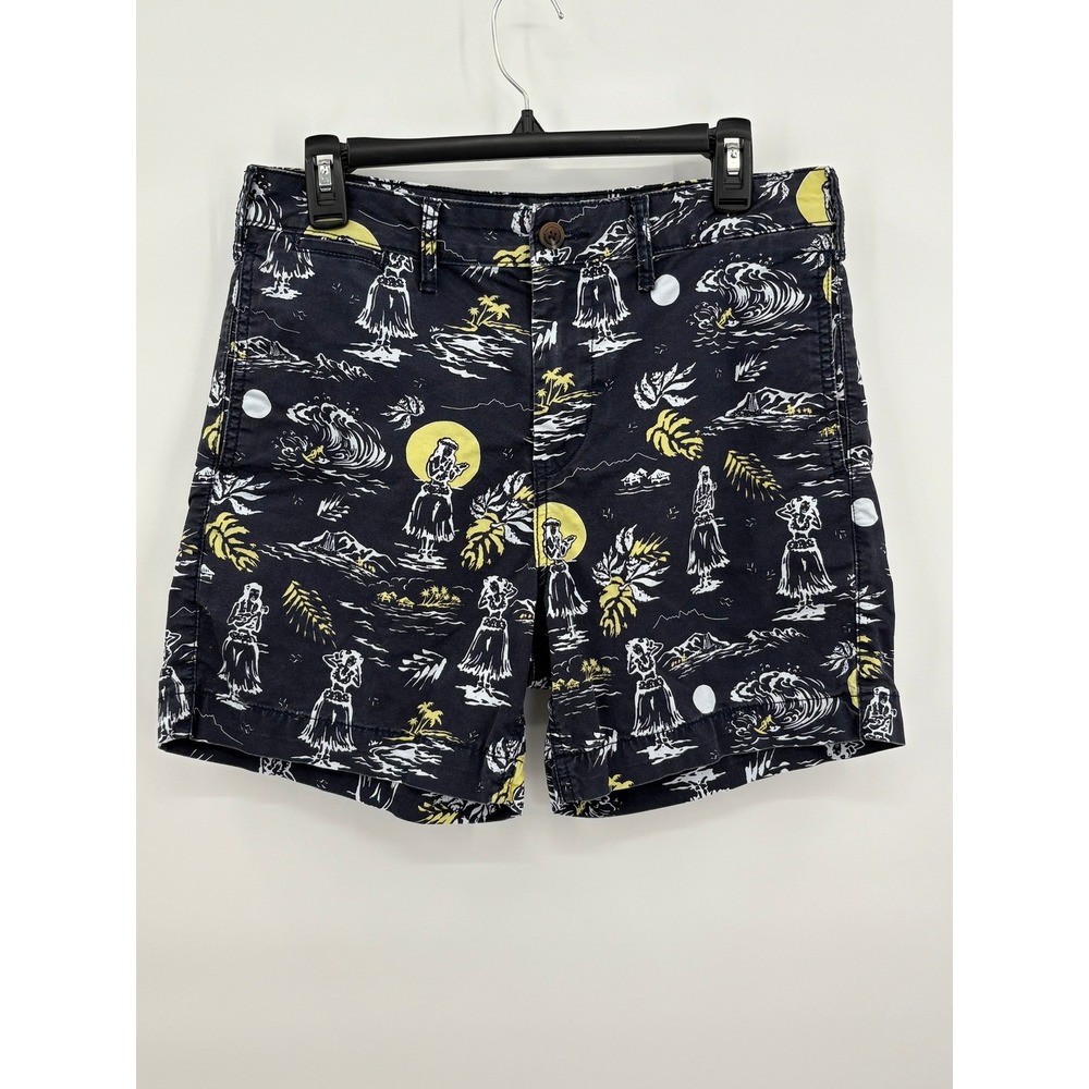 American Eagle‎ Mens 30 Hula Girl Tropical Print Shorts Navy Next Level Flex 6in